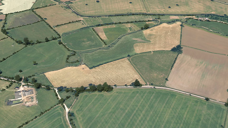 Birds-eye render of Kilby Habitat Bank before restoration
