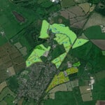 Birds-eye map of Chester Habitat Bank showing the areas that are going to be restored into new habitats