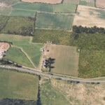 Birds-eye render of Hartlepool Habitat Bank with habitats restored, with new meadows, scrub, ponds, orchards, and hedgerow