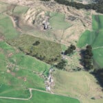 Birds-eye render of Shaw Habitat Bank with habitats restored, including new trees, ponds, and lowland meadows