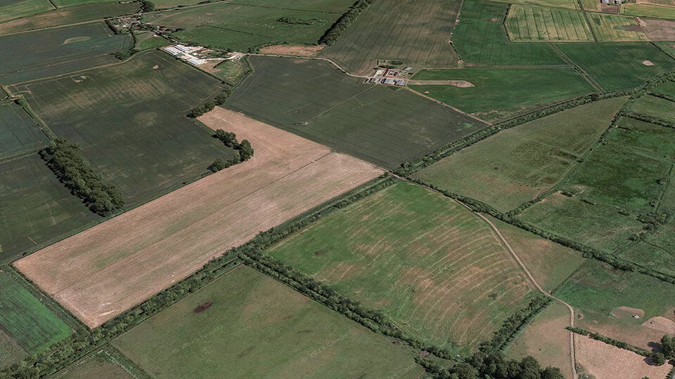 Birds-eye render of Filey Habitat Bank before restoration