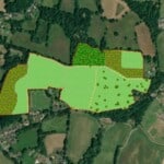 Birds-eye map of Chiddingfold Habitat Bank showing the areas that are going to be restored into new habitats.