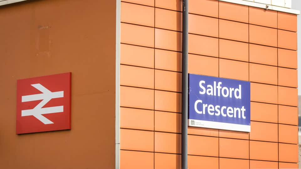 Salford Crescent Station sign