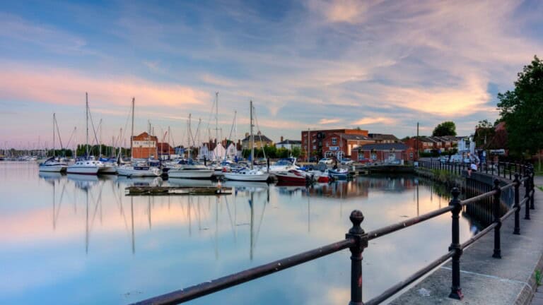 Fareham boatyard at sunset