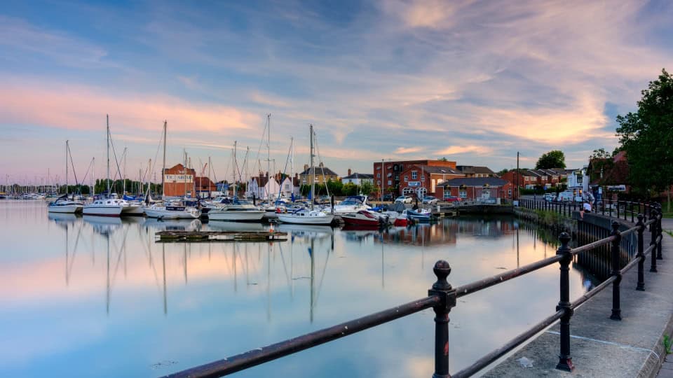 Fareham boatyard at sunset