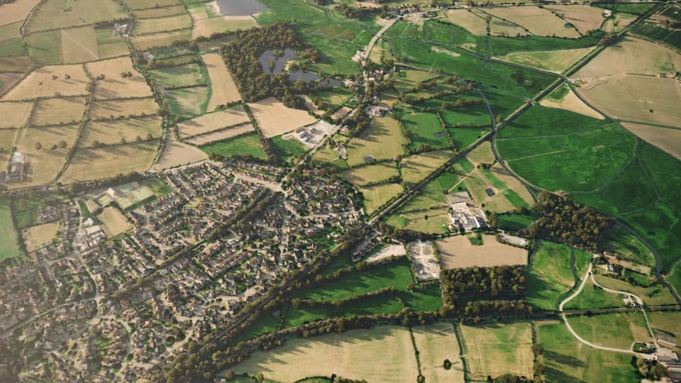 Birds-eye render of Chester Habitat Bank before restoration