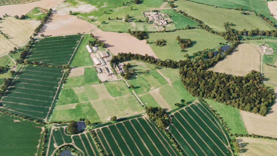 Birds-eye render of Eccleshall Habitat Bank before restoration