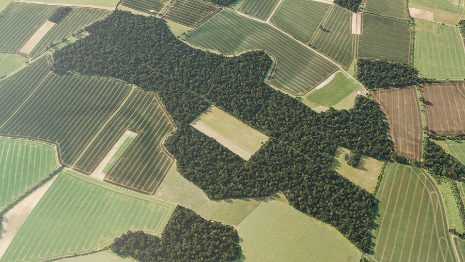 Birds-eye render of Whitchurch Habitat Bank before restoration
